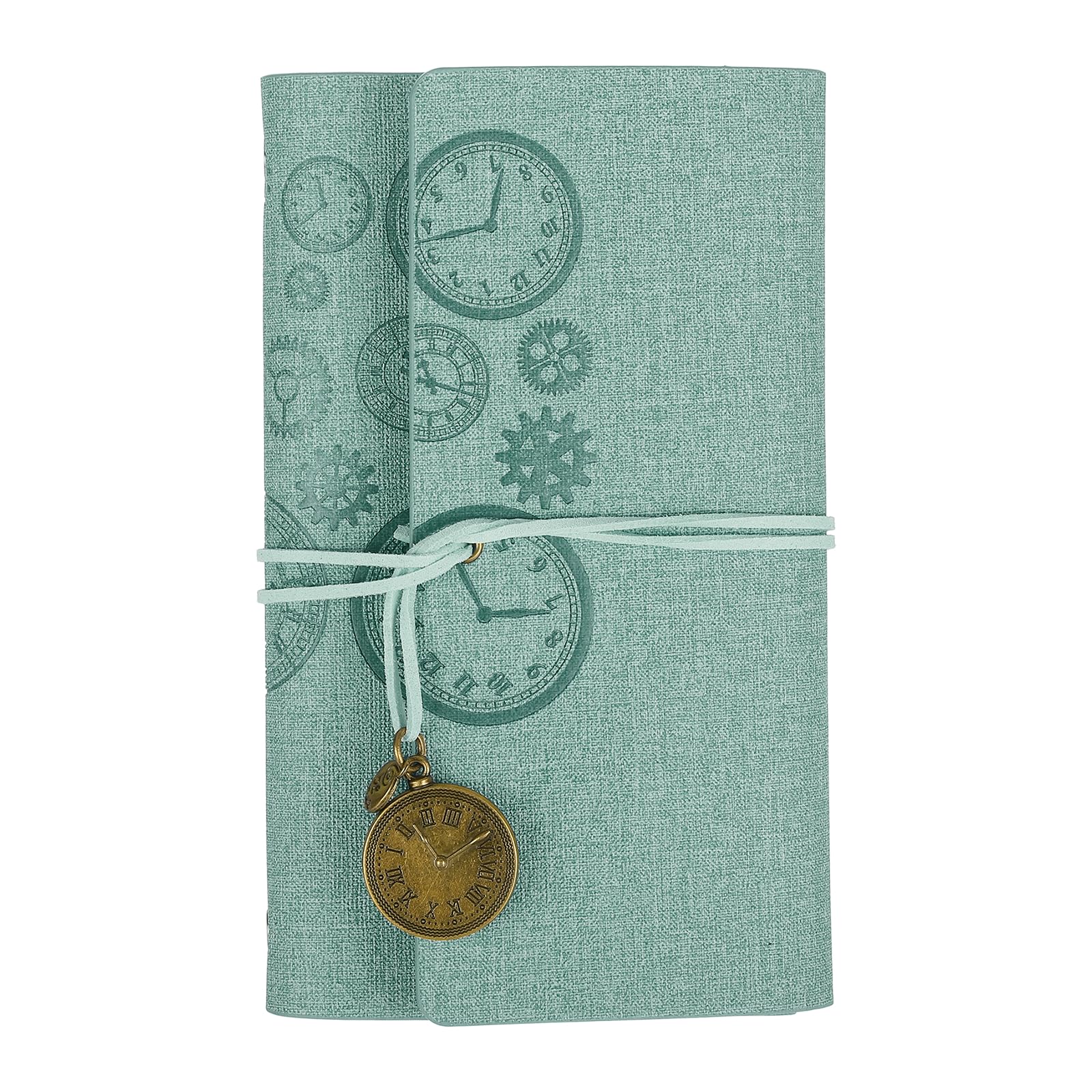 PATIKIL A6 PU Leather Notebook, Refillable 160 Pages Thick Paper Travel Notebook Vintage Writing Journaling Work Note Book with 4 Different Pages for Office Gear Design, Vintage Cyan