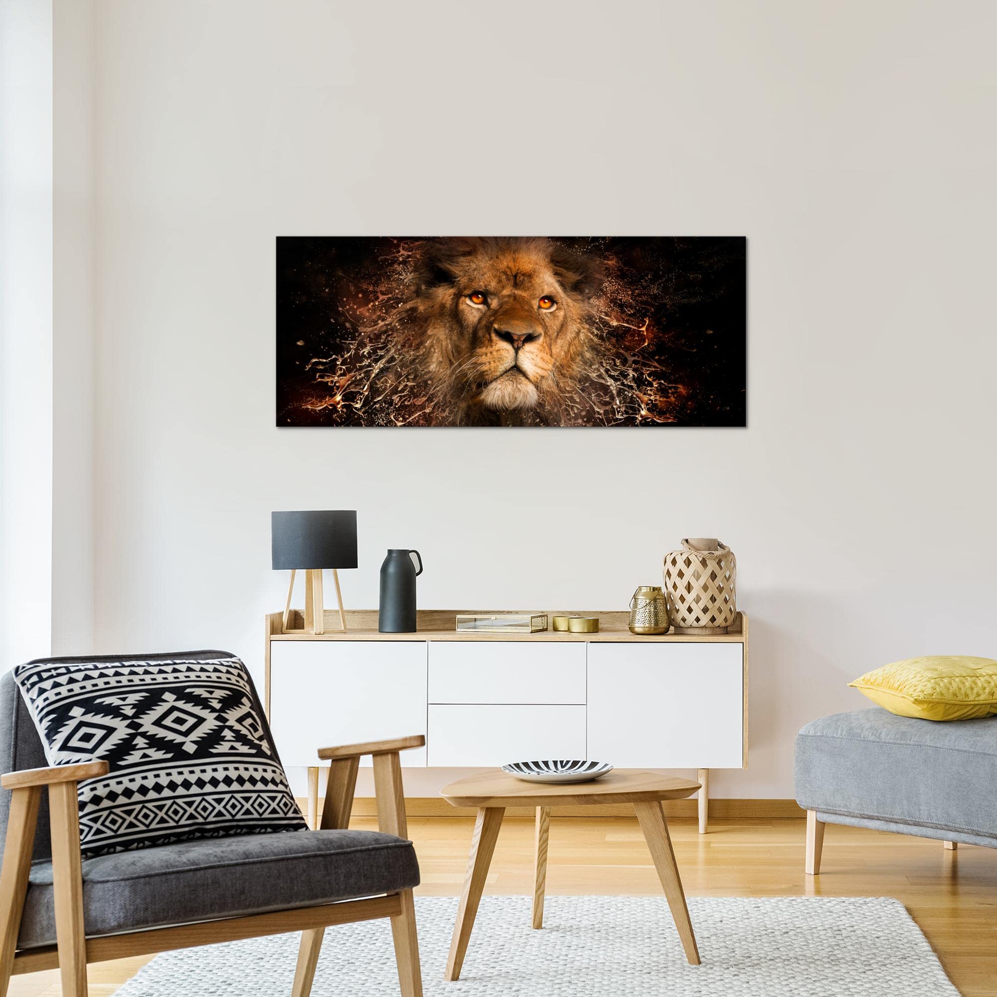 Schilderij Afrika Olifant Modern Schilderijen - 100% Made In Germany - Panorama savanne Oranje Hal 000515a