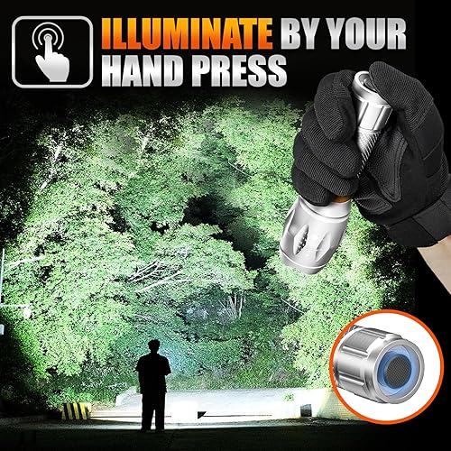 Miniatura 7 de Paquete de 2 linternas LED de alto lúmenes con 6 pilas AAA, 5 modos, mini linterna táctica impermeable para camping, senderismo, linterna brillante