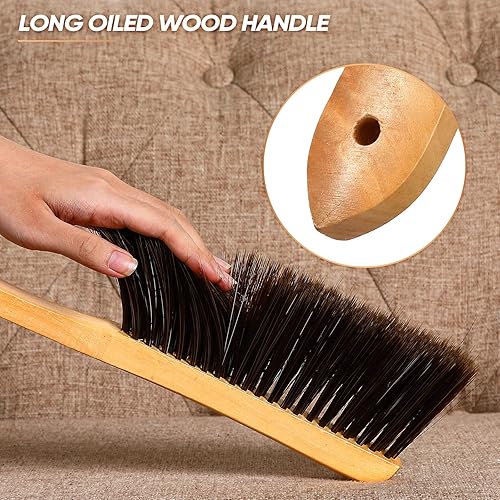 Vista 23 de Patelai 2 cepillos de banco de madera, cerdas suaves, mango de madera largo, marrón