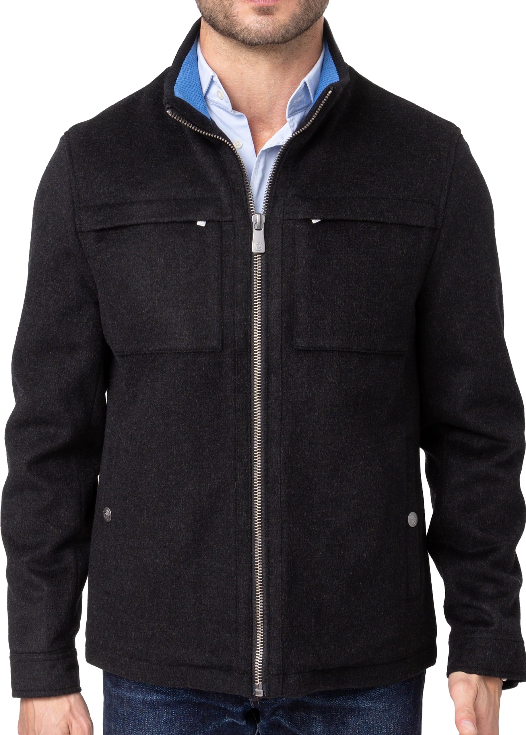 HART SCHAFFNER MARX Fitz Men's Wool Stand Collar with Knit