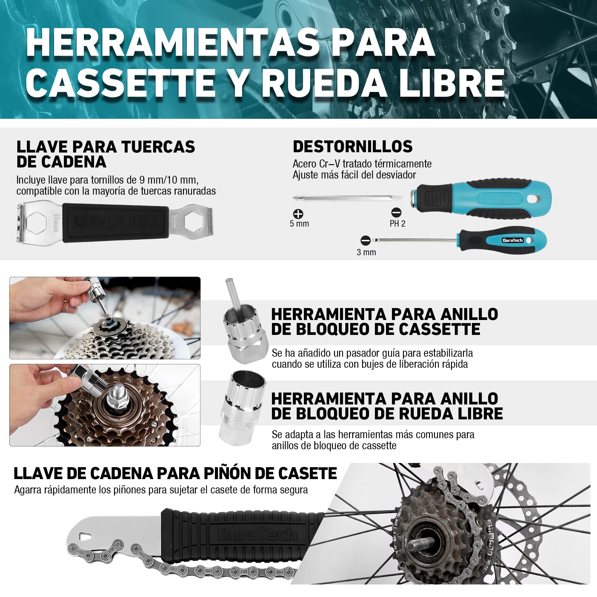 DURATECH 41 Piezas Juego de Reparación de Bicicleta, Maletín de Herramientas para Bicicleta