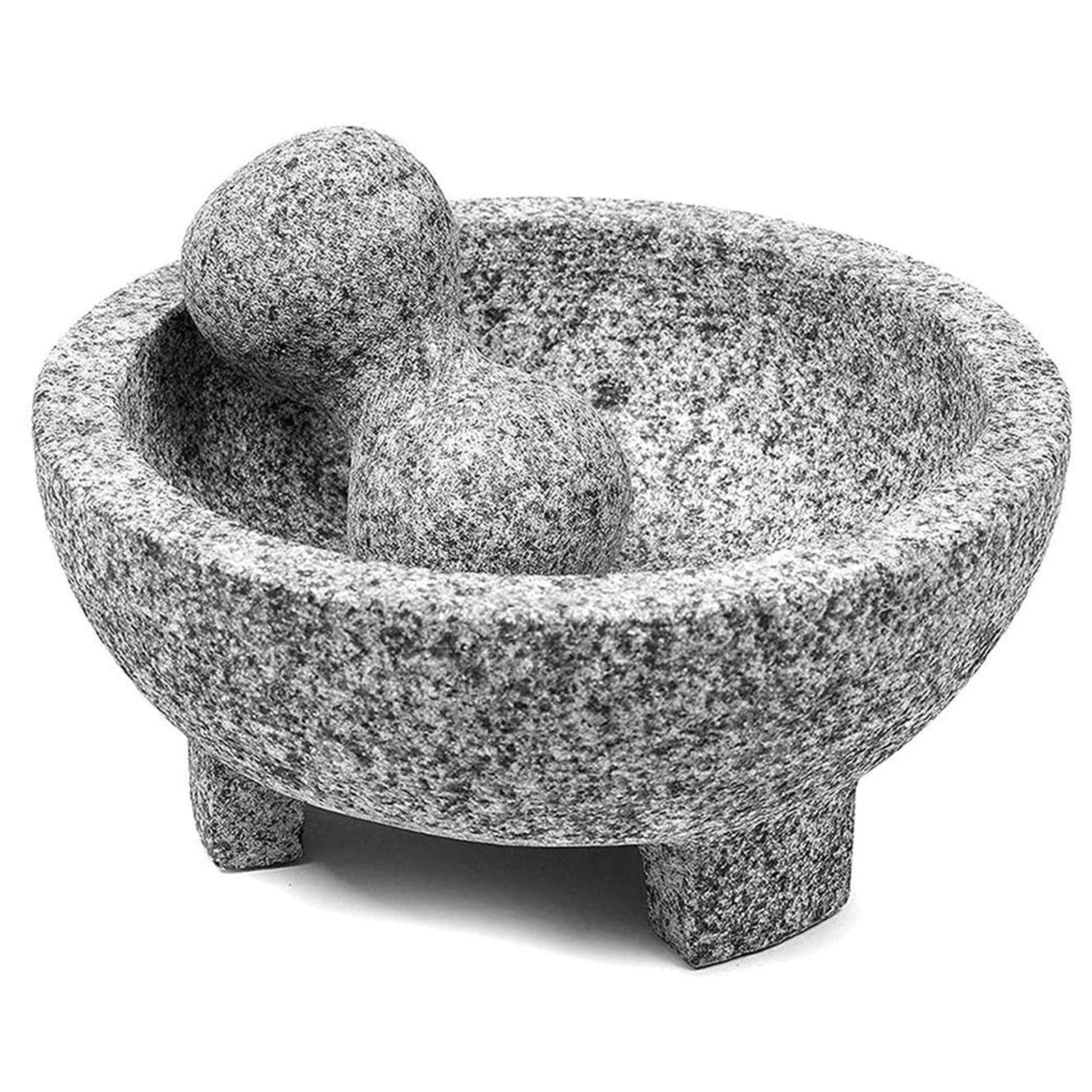 Mörser und Stößel-Set, große Steinmühle, Knoblauchmühle, Gewürzmörser, unpolierter Granitmörser, Guacamole-Schüssel, Küche