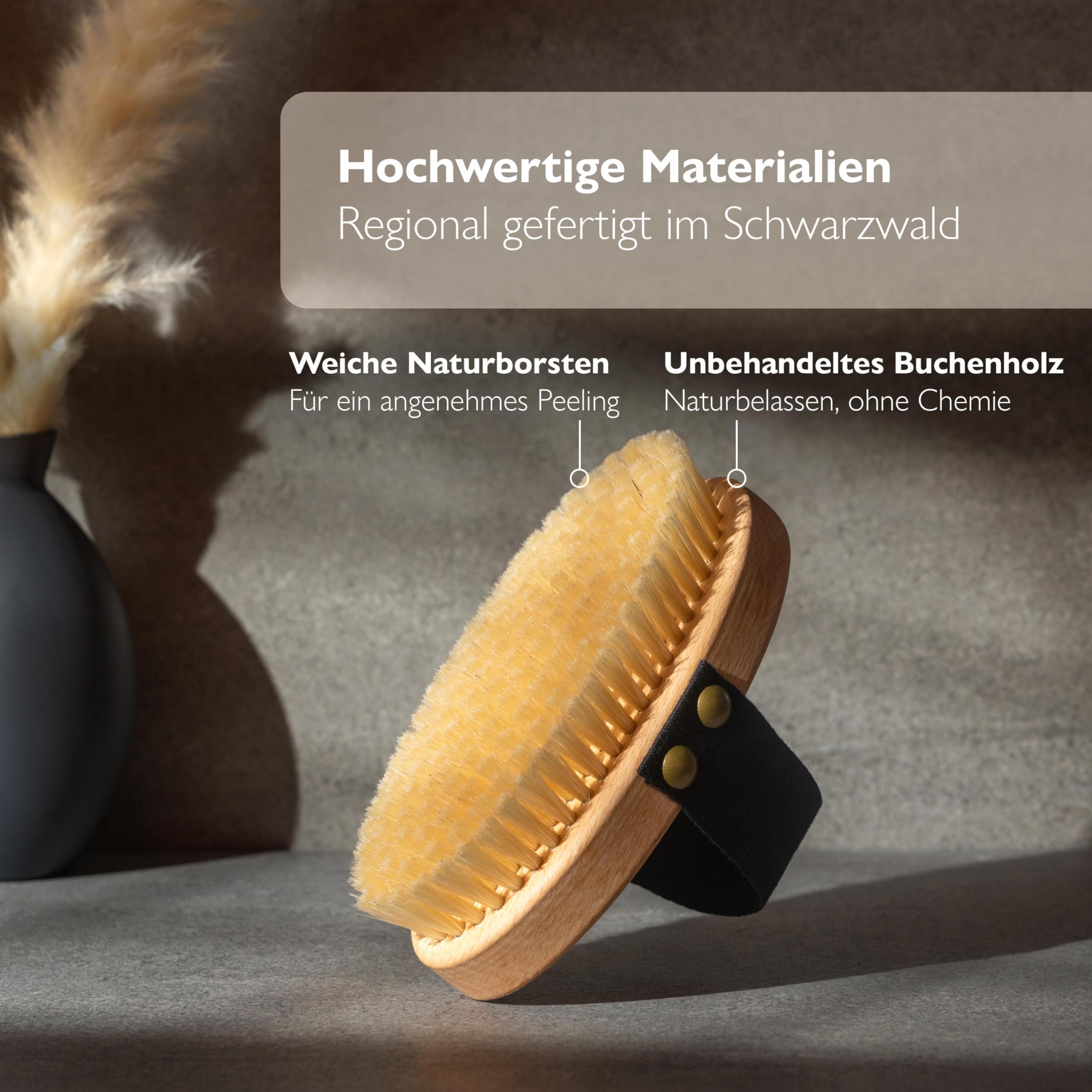 Liebenstein Trockenbürste Körper – Dry Body Brush aus Buchenholz mit Naturborsten – Körperbürste für Dry Brushing & Lymphdrainage – Massagebürste für die Haut – Made in Germany