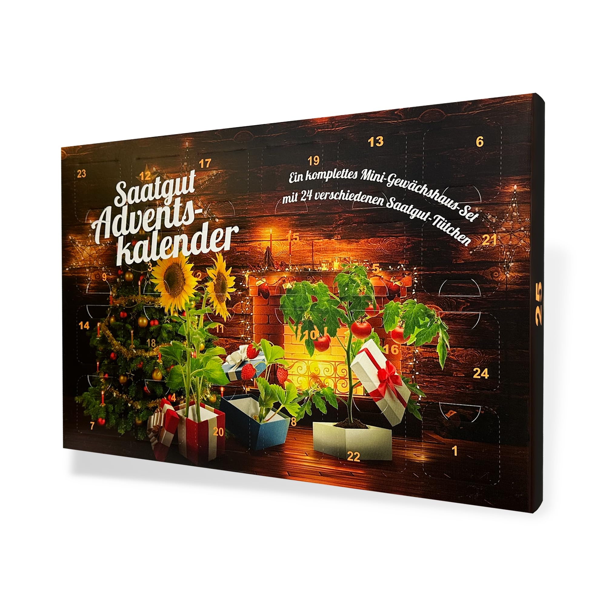 Sematgut Calendrier de l'Avent 2024 - Ensemble complet de culture avec 24 types de graines et mini serre/cadeau pour les amateurs de jardin/sacs surprise avec graines de fleurs, légumes et herbes