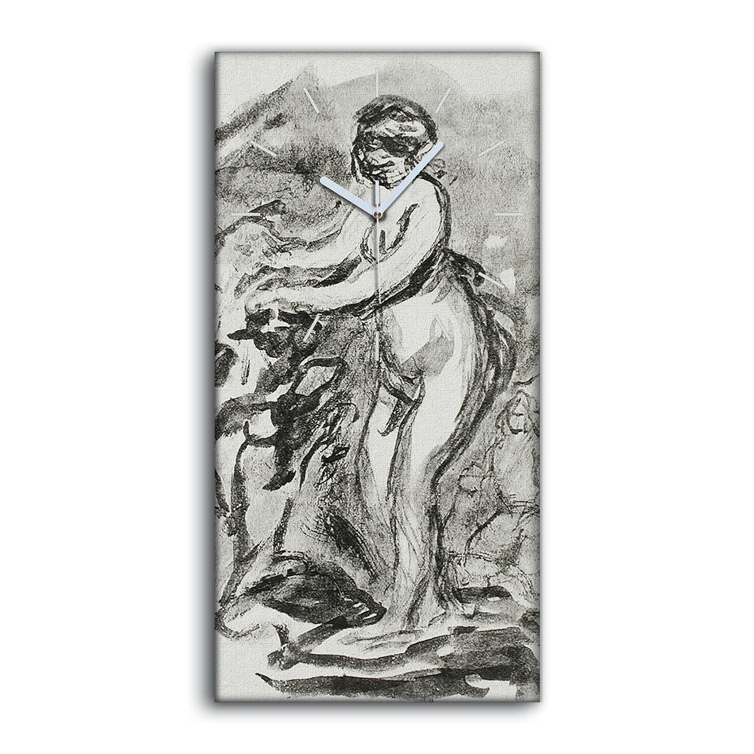 Horloge sur Toile 30x60cm Mains Blanches Tableau Moderne Silencieux