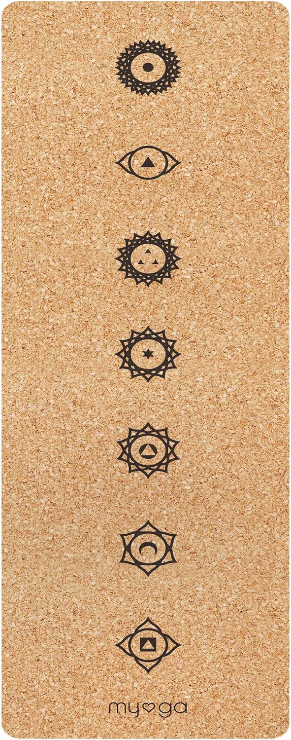Myga Cork Yoga Mat - Extra Large Exercise Mat with Great Grip for Yoga, Pilates, Stretching and Fitness - Eco-Friendly Natural Cork for Home & Gym - 80.7" x 27.6", 0.24" Thickness
