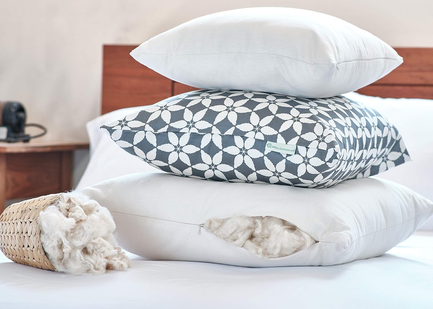 White Lotus Home KSP03 Kapok Sleep Pillow with Organic Sateen Outer Case, 20x26-Standard Firm, Natural
