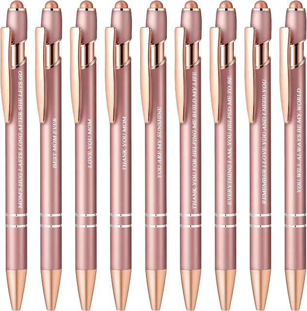 Aozora Mothers Day Cadeaux Maman Cadeaux d'anniversaire Aimer maman Stylos de bille écriture lisse 2-in-1 Stylus Style rétractable stylo à bille avec pointe Styles, Stylo de bureau en métal pour écrans tactiles