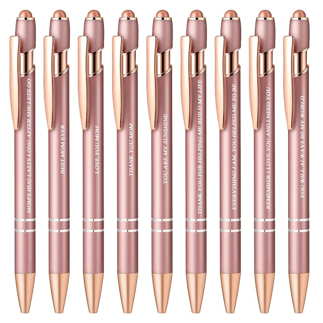 Aozora 9 Pack Ballpoint Pens Smooth Writing 2-in-1 Stylus Retractable Ballpoint Pen with Stylus tip Office Decor Metal