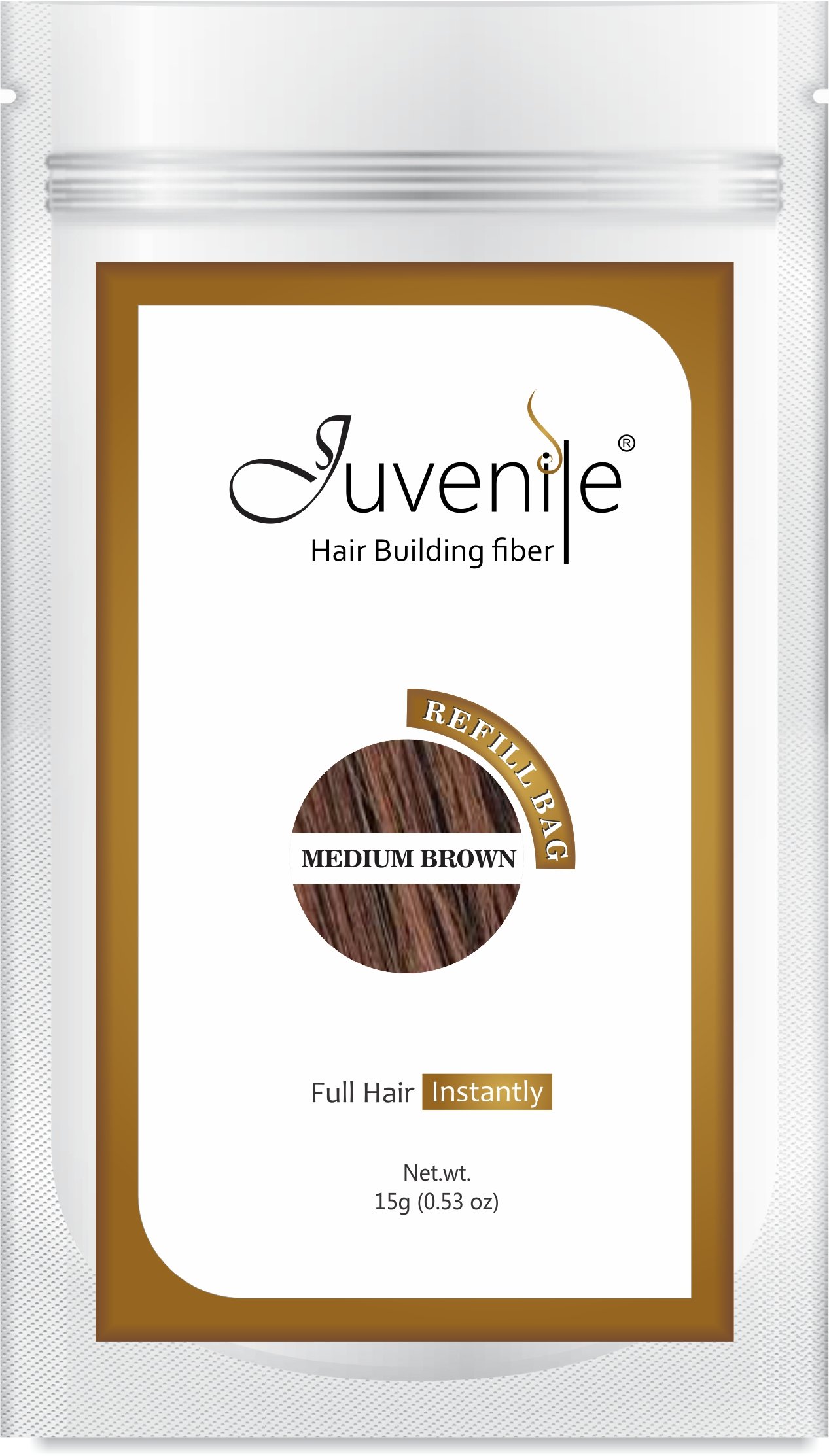 Juvenile Hair Fiber Refill Pack Medium Brown 15 Gram
