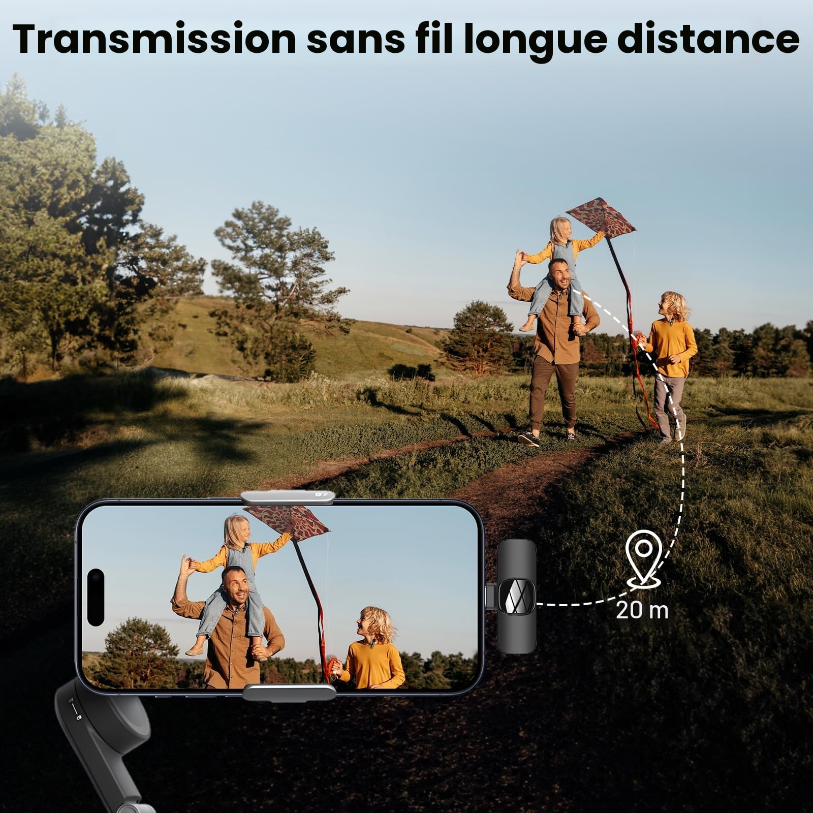 Micro Cravate sans fil pour iPhone/Telephone Android/Ordinateur Portable, Microphone à revers USB C pour enregistrement vidéo, Vlogging, TikTok, YouTube, Réduction du bruit, clip Plug-Play sur Micro