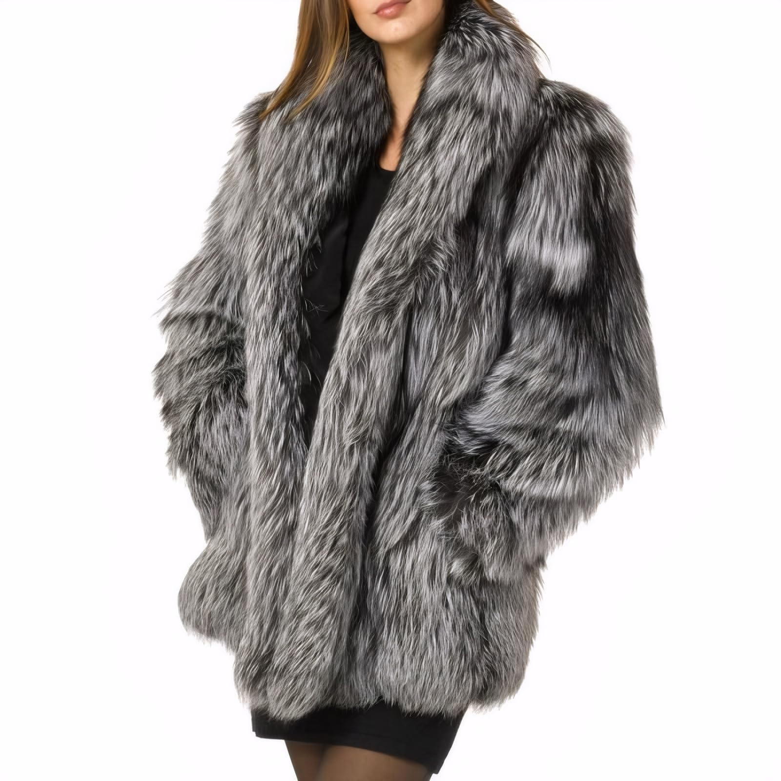 Abrigo genérico para mujer invierno cálido 2026 de gran tamaño chaqueta gruesa abrigo exterior (Grey, S)