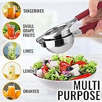 Vista 6 de Zulay Kitchen Exprimidor de Limón de Acero Inoxidable con Tazón Exprimidor de Metal Sólido Premium de Servicio Pesado y Mangos de Silicona Grado