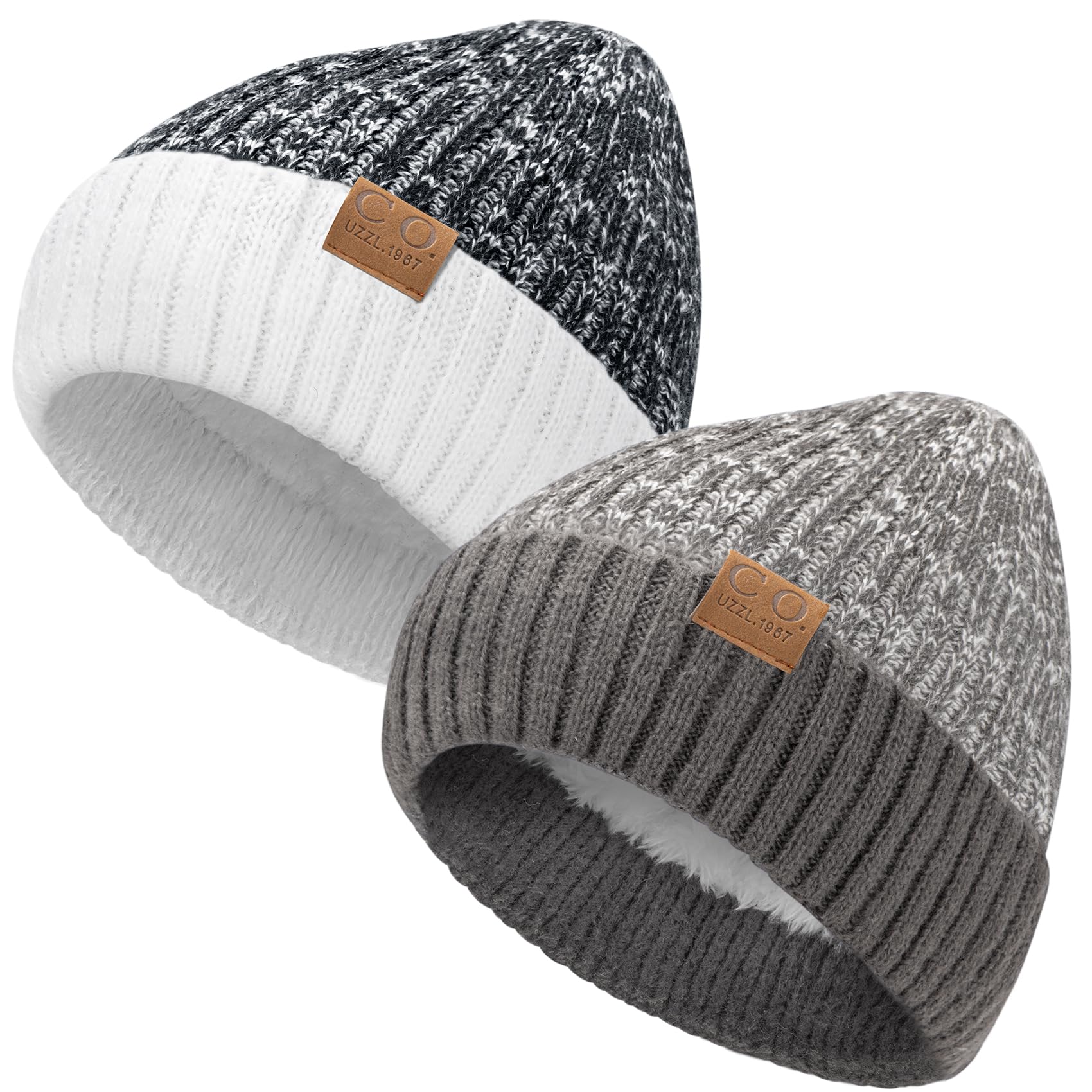 Owntouch 2 Pack Slouch Beanie Warm Mens Womens Soft Beanies Hats Slouchy Oversized Caps Knit Hats Winter Gift