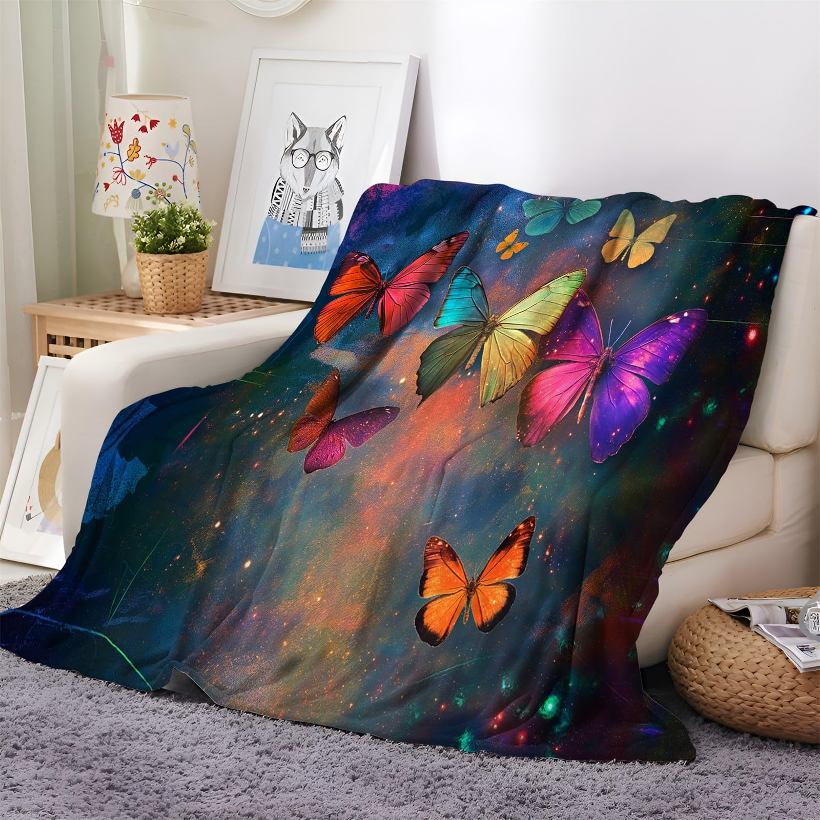 Couverture Polaire Poisson Japonais 180x200 cm Plaid Canapé Sherpa 3D