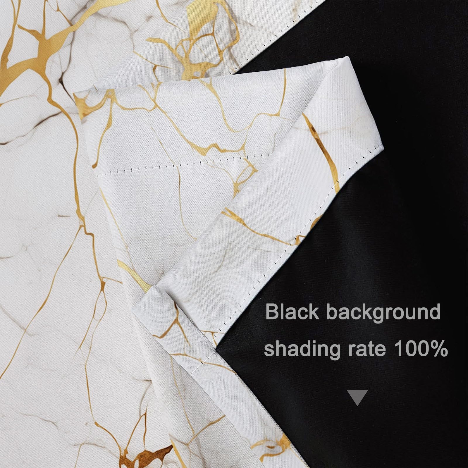 100% Rideau Occultant Blanc Rideaux Occultant Thermiques à Oeillets, Rideau Opaque imprimés Moderne Géométrique Marbre Decoration pour Chambre Salon, 140L X 200H cm (2 Panneaux)