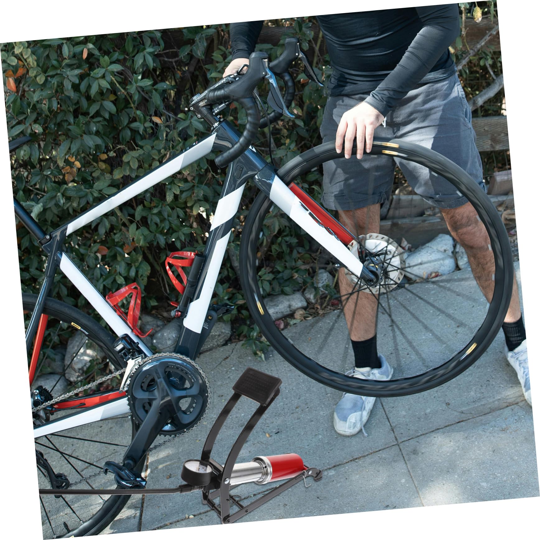GALPADA Pompa per Bici ad Alta Pressione Portatile con Design Ergonomico Pompa e Compatta per Gonfiaggio Rapido Pneumatici Corsa e Mountain Bike