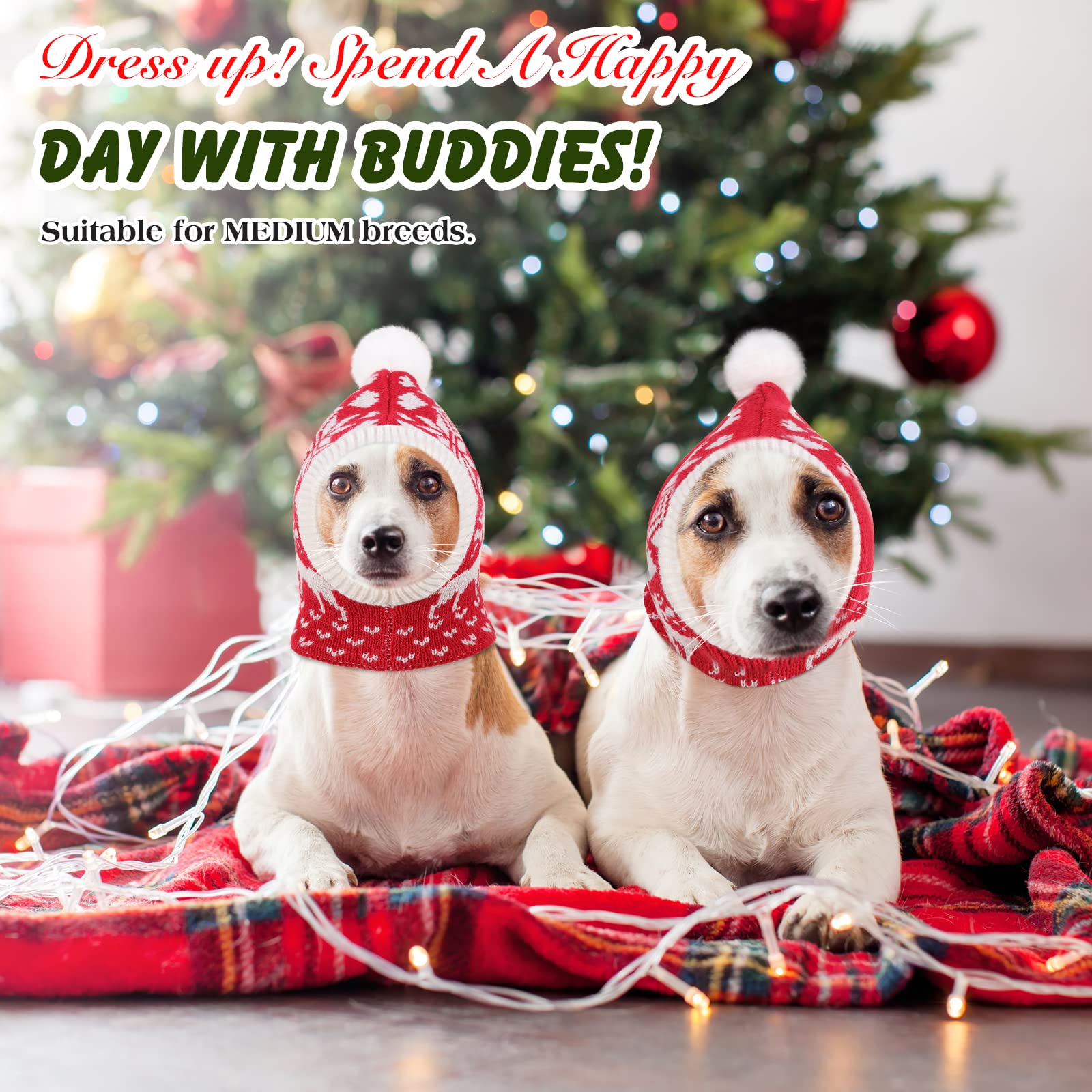 Bonnet De Noël Pour Chien/Chat Avec Pompon - Tissu Doux, Sangle Réglable - Déguisement Fêtes (Vert) - 10