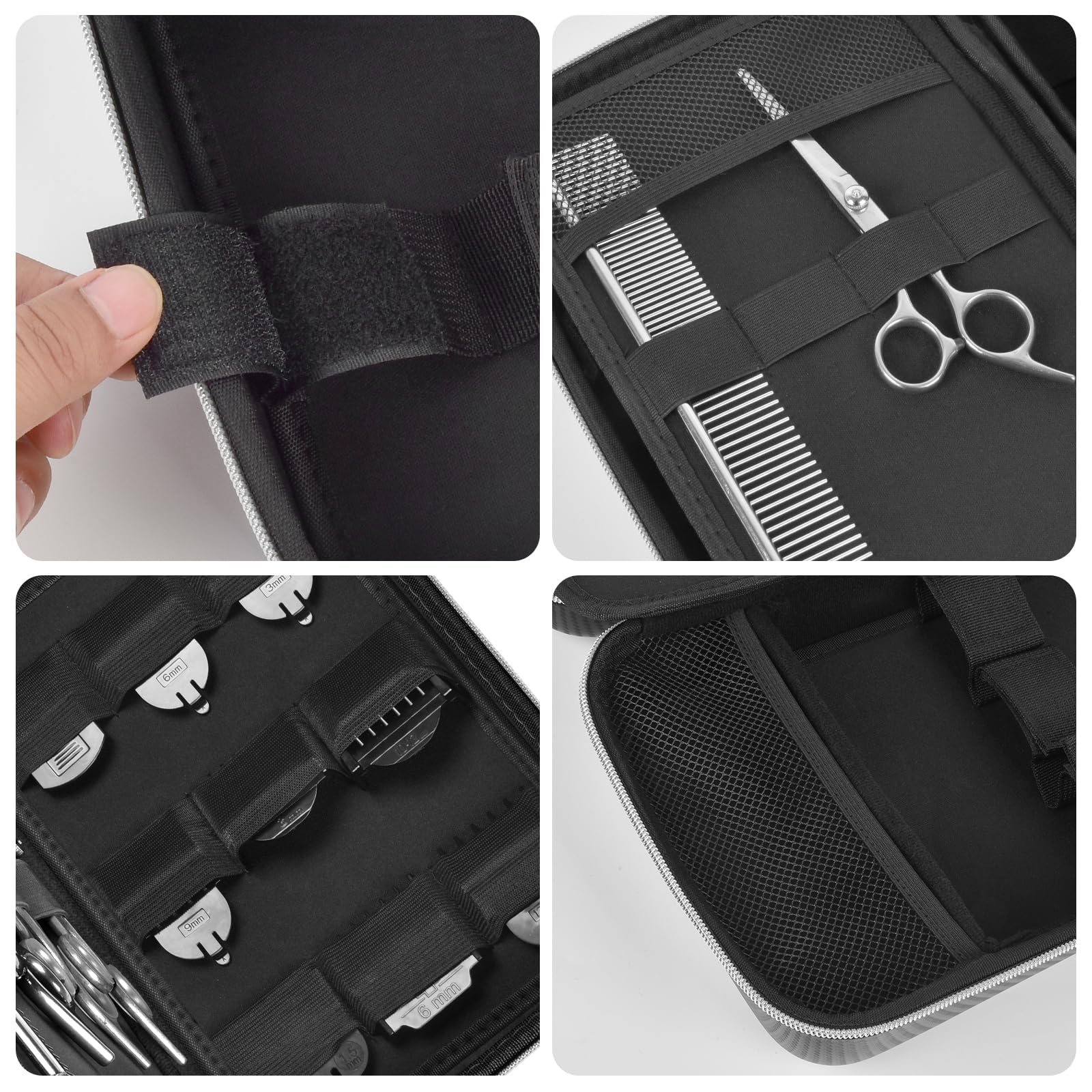 Boobowl Haarschneider Zubehör Tasche für Clipper und Zubehör, Men Hair Trimmer Box, Portable Clipper Aufbewahrungshalter für Haarschneiden, Guard Grooming Kit (nur Box) (Schwarz Silber)
