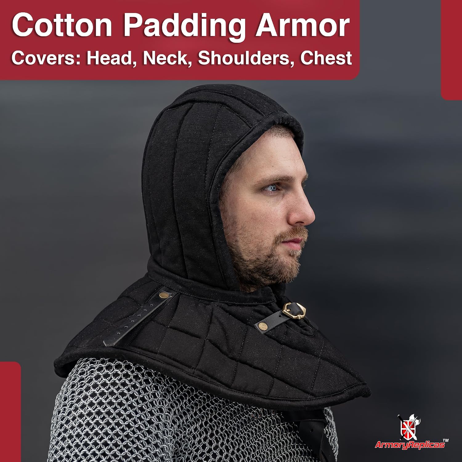 Armory Replicas™ Medieval Padded Armor Set Cap Collar Bracers Greaves Cotton Reenactment Gear