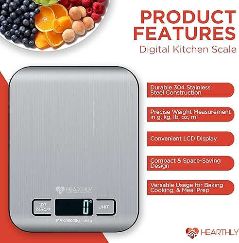 Miniatura 4 de Báscula de alimentos Báscula digital de cocina para cocinar y hornear, baterías incluidas, pesa hasta 22 libras, báscula de cocina digital, peso en