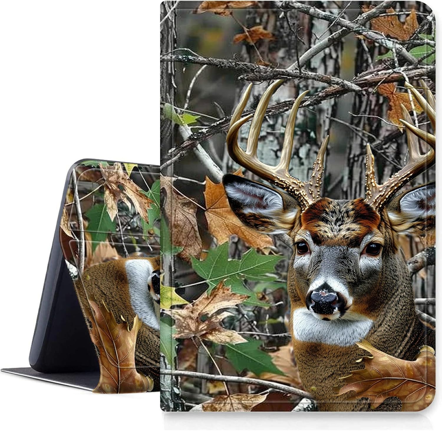 Case for Amazon Fire HD 10 and 10 Plus Tablet (13th/11th Generation, 2023/2021 Release) 10.1" PU Leather Smart Protective Cover with Auto Sleep/Wake for Fire HD 10 2023,Hunting Camouflage Deer