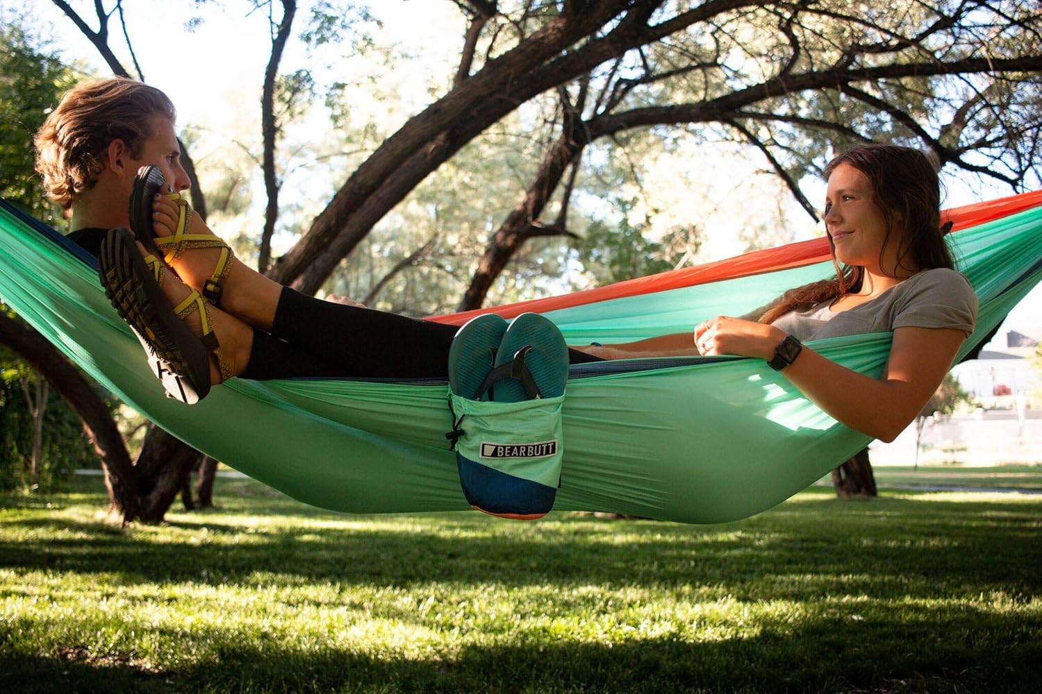 Bear Butt #1 Double Hammock, A Start Up Company Gear at Half The Cost of The Other Guys, Touquoise/Dark Blue/Coral : Sports & Outdoors