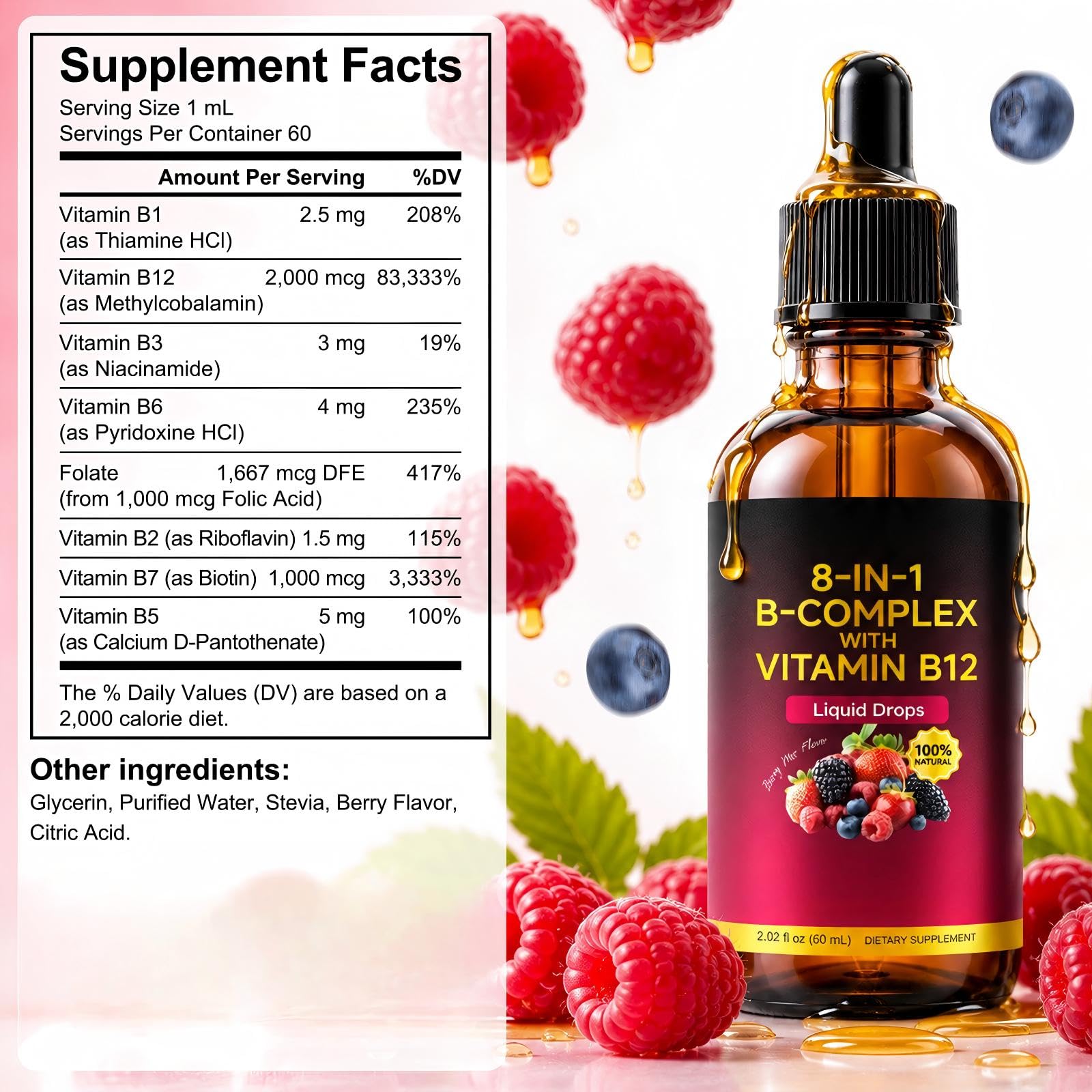 Vitamin B Complex Liquid Drops 2Oz – Natural Berry Flavor — Amazon image 9