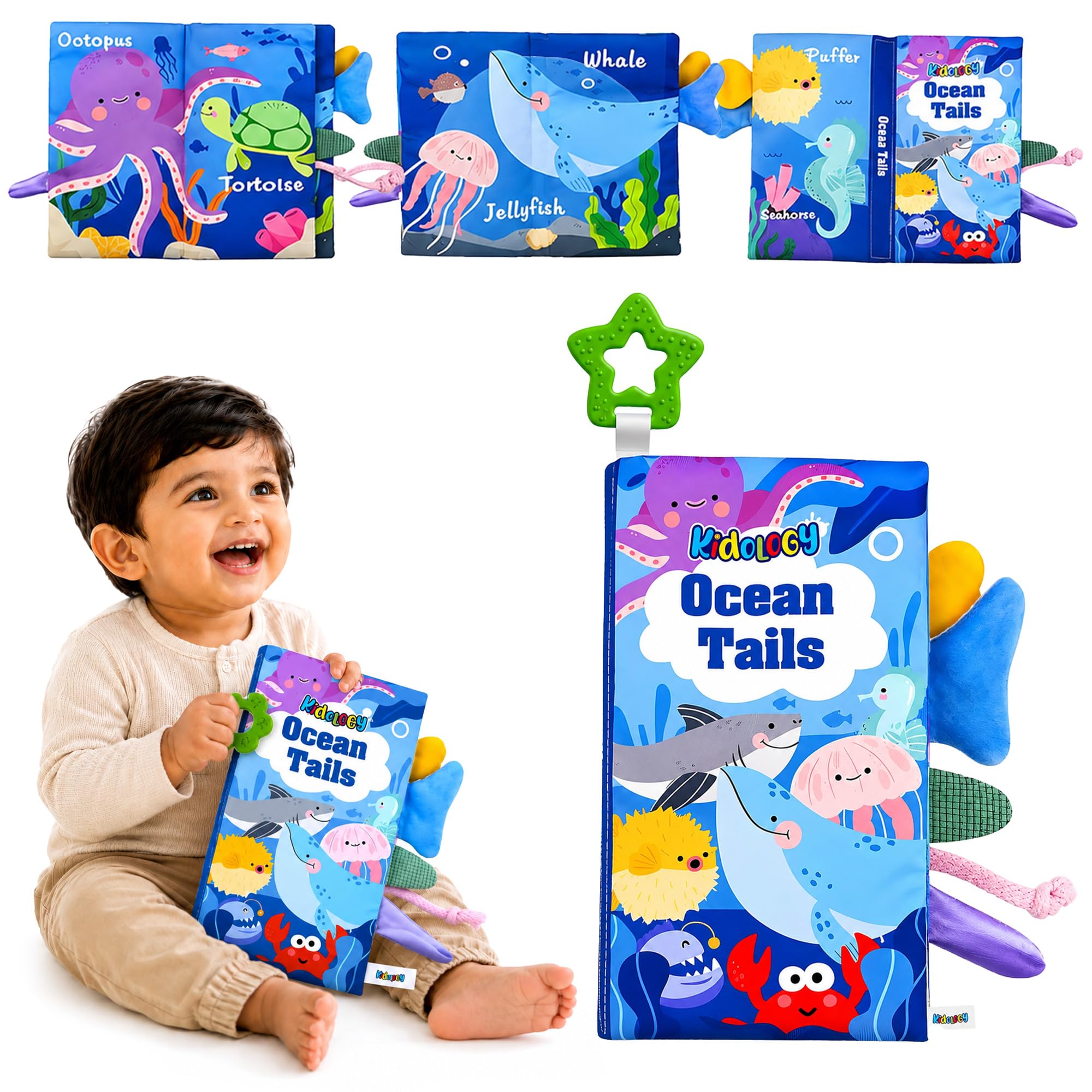 Kidology Learning Tails Book, Children's Tail Cloth Book Set, Tear Resistant Books with Rustling Sound, Early Educational Toy for 0-3 Years Boys & Girls, Ideal for Baby Showers-image-3