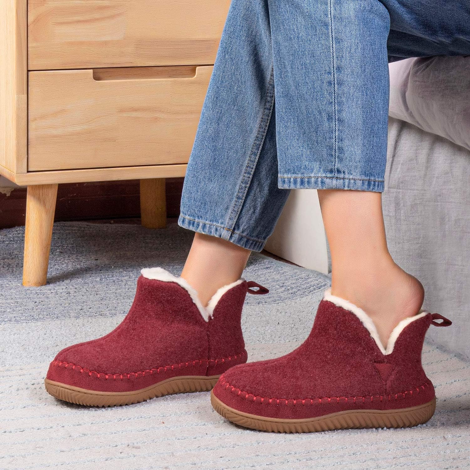 Zizor Women's Moccasin Bootie Slippers with Cosy Memory Foam, Ladies' Toasty Slip on House Shoes with Hard Outdoor Indoor Rubber Sole - Image 6