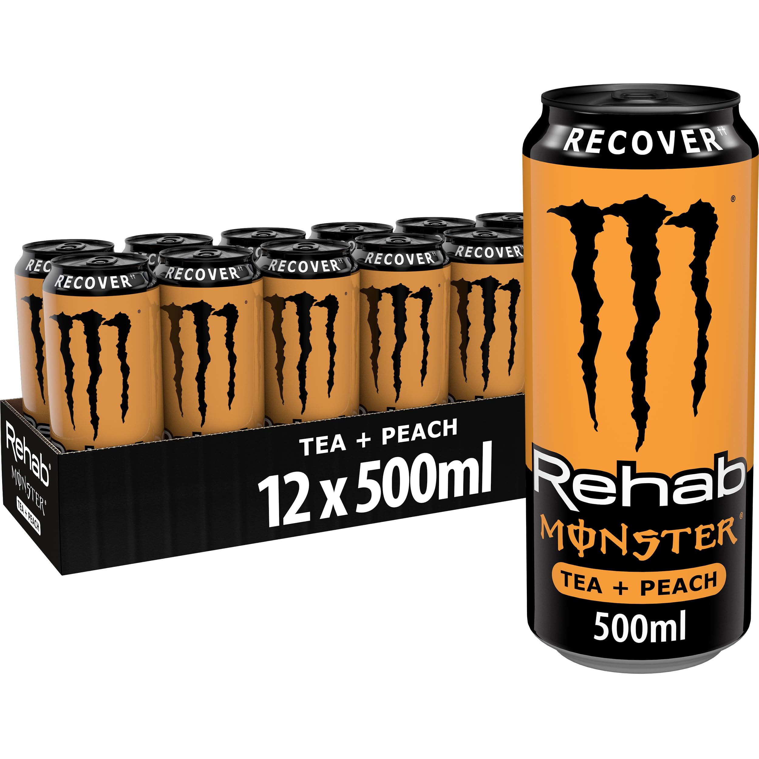 Monster Rehab Peach, Bebida Energética - Pack de 12 Latas de 500ml