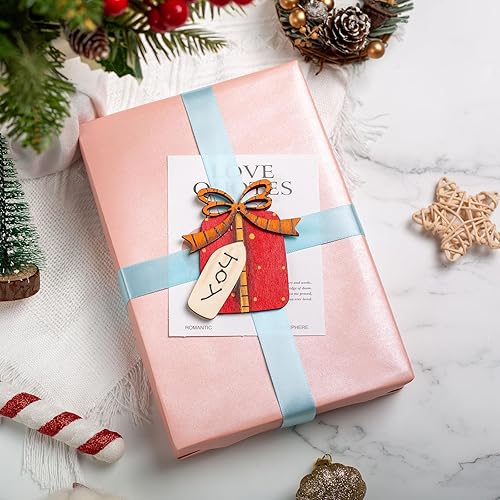 Miniatura 2 de Burymento Rollo de papel de regalo rosa de 17 pulgadas x 32.8 pies, 1 rollo, suministros de papel de regalo de color sólido con brillo perlado para