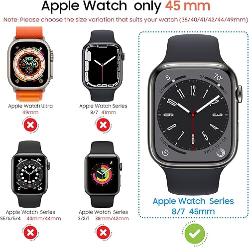 Miniatura 2 de Paquete de 2 protectores de pantalla para Apple Watch de 45 mm, para iWatch Series 987654Series SESE 2 de 45 mm, funda protectora de vidrio templado