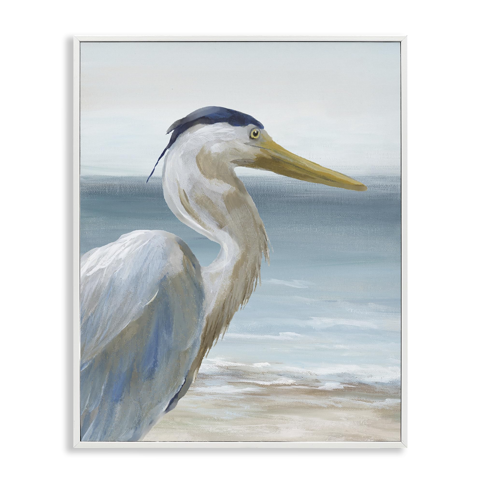 Stupell Industries Coastal White (Textured) 'Right Gazing Heron'| Framed Giclee Art