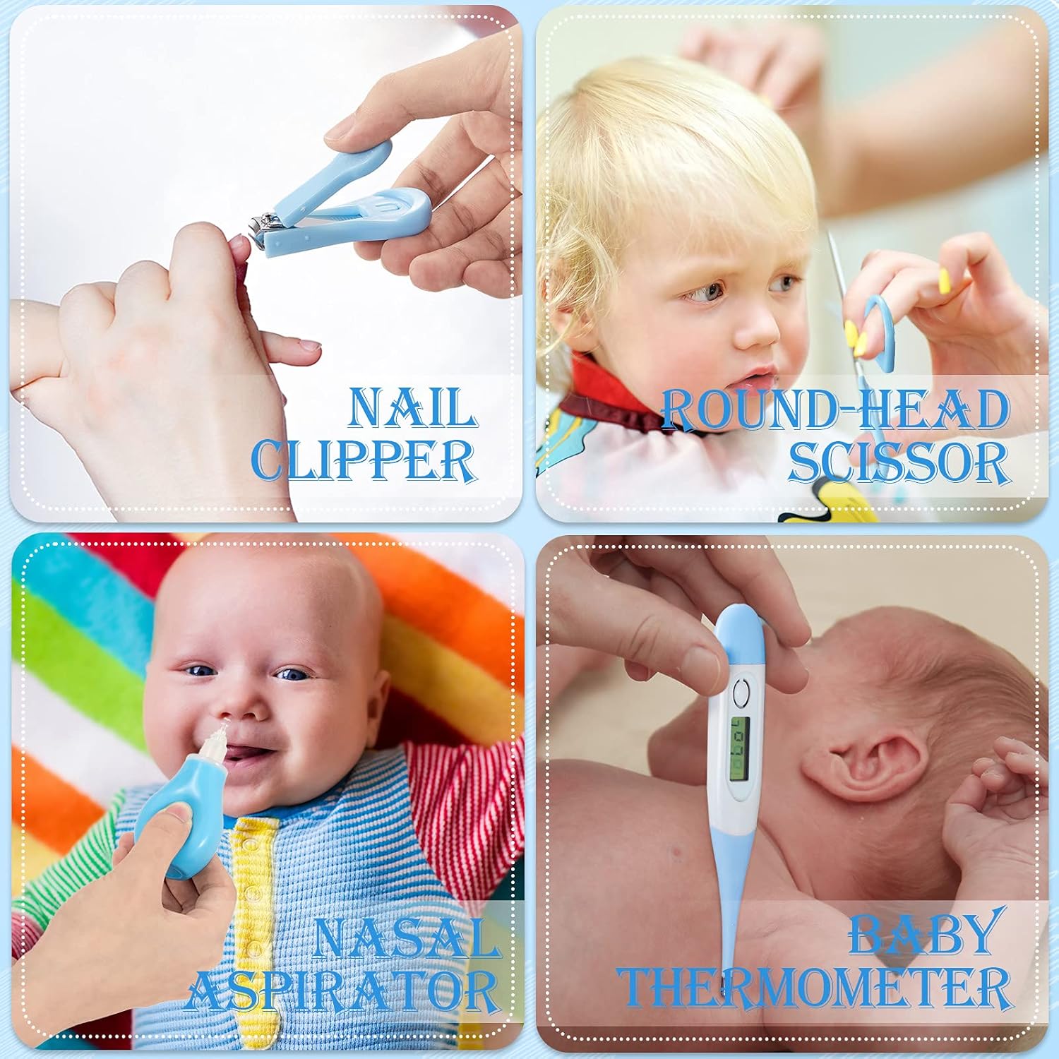 30-in-1 Baby Healthcare and Grooming Kit Baby Electric Nail Trimmer Set Baby Nursery Health Care Kit for Infant Newborn Toddler Kids Boys Girls Haircut Tool Nail Clipper Comb Nasal Aspirator (Blue) : Baby
