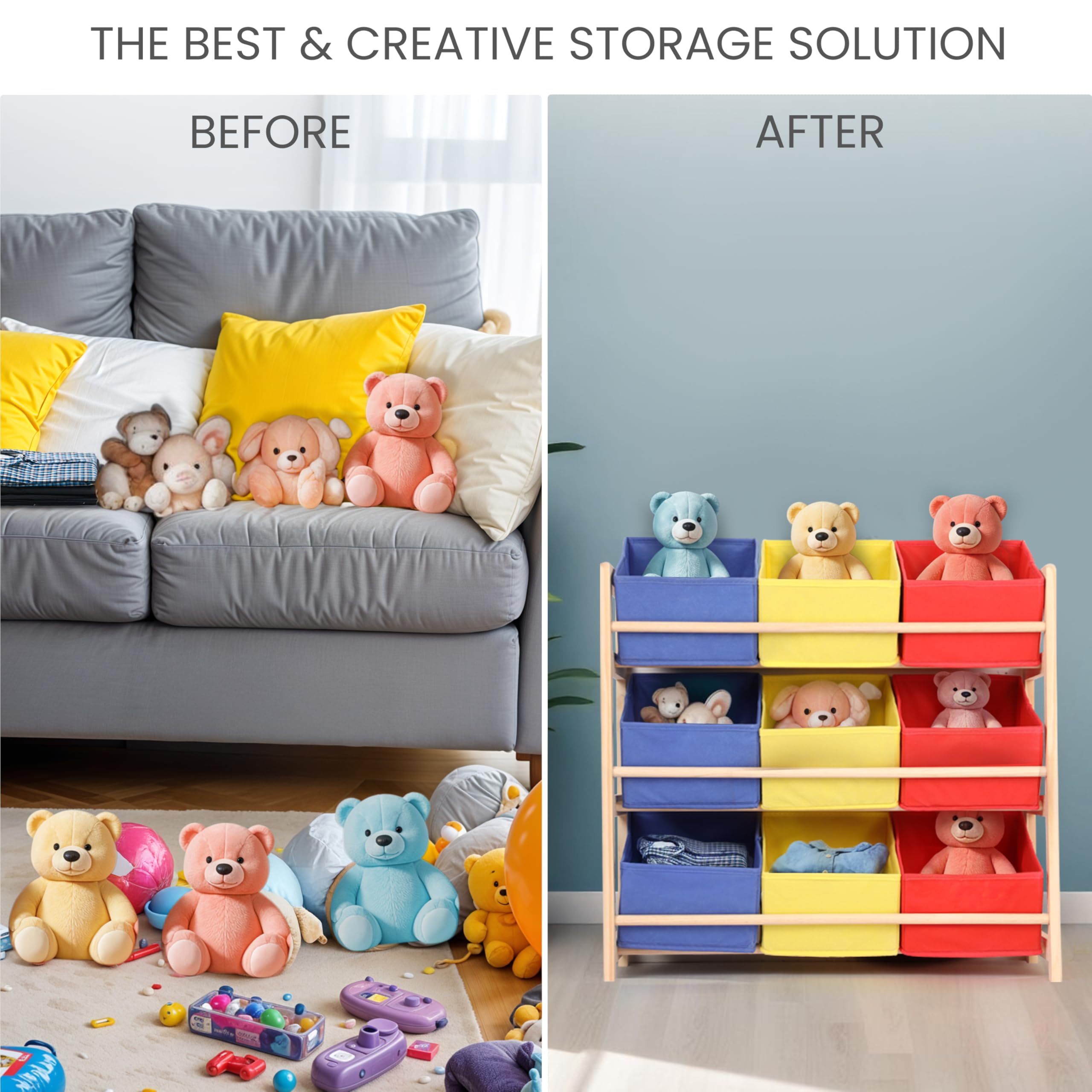 Etagère Rangement Jouets Relaxdays Avec 3 Boîtes Tissu Dinosaures - Meuble Chambre Enfant Coloré 89x27,5x30cm