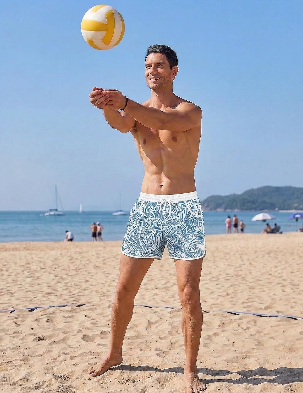 COOFANDY Men's Swim Trunks Quick Dry Swimsuit Color Block Board Short Bathing Suit Swimwear with Mesh Liner