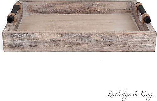 Miniatura 5 de Rutledge & King Bethany Bandeja para servir Bandeja otomana bandeja decorativa Bandeja de mesa auxiliarbandeja redonda de madera Bandeja de