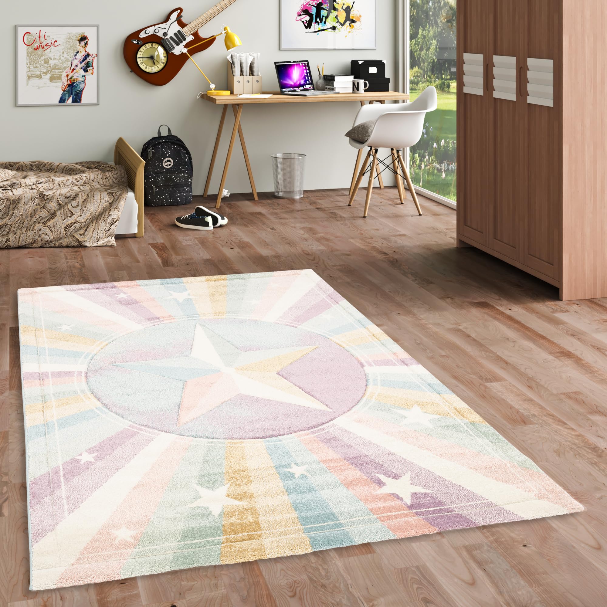 Pergamon Kinderzimmer Teppich Maui Kids Rainbow Star in 5 Größen