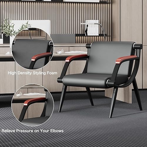 Miniatura 4 de wonline Sillas de sala de espera, sillas de recepción de muebles de oficina con brazos, sillas de cuero son adecuadas para clínica, aeropuerto,