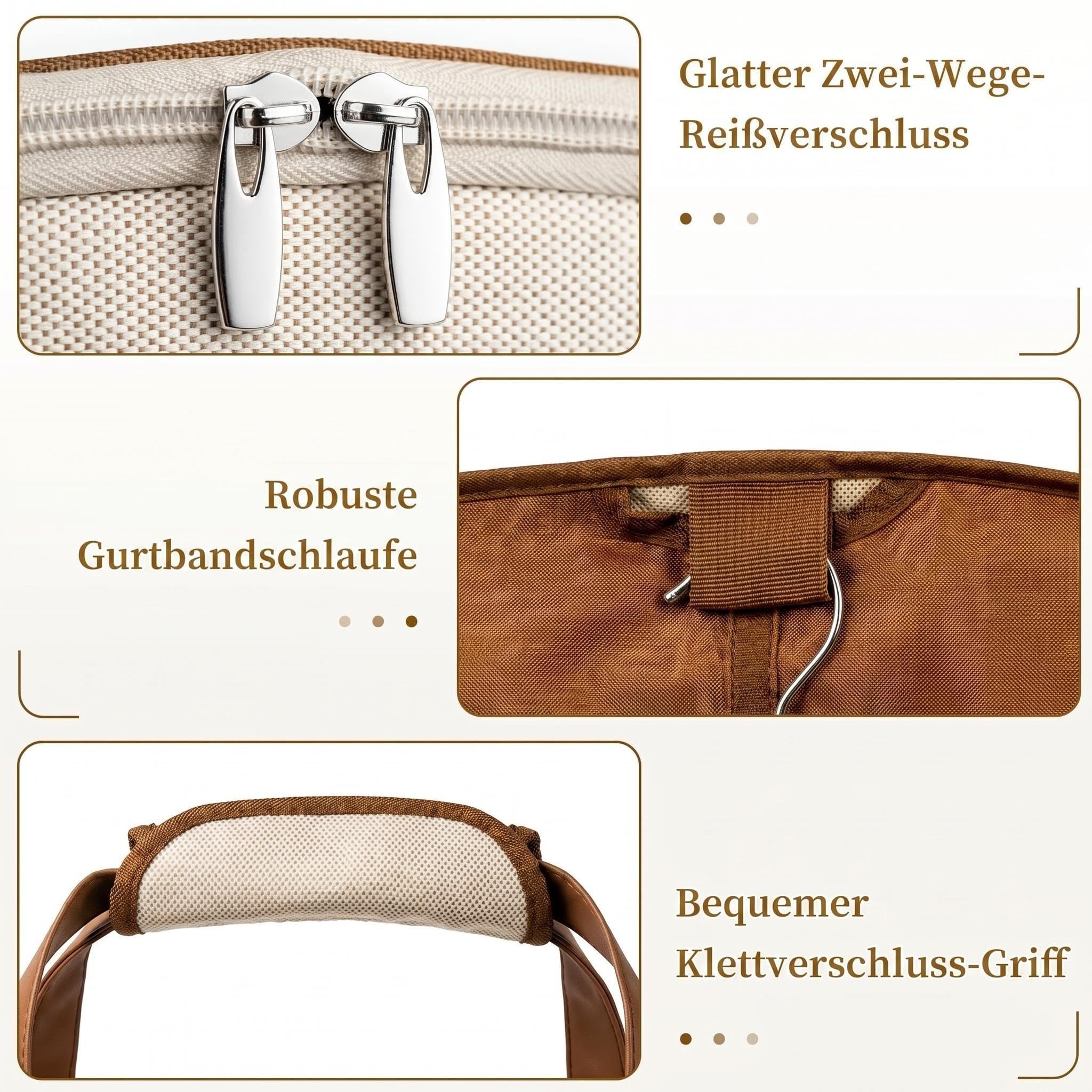 MISSLO Anzugtasche für Damen, 56" Faltbarer Kleidersack Anzug für Reisen mit großen Taschen, Hochwertige Kleiderhülle mit Schultergurt für Geschäftsreisen, Hochzeiten, Kleidung, Beige
