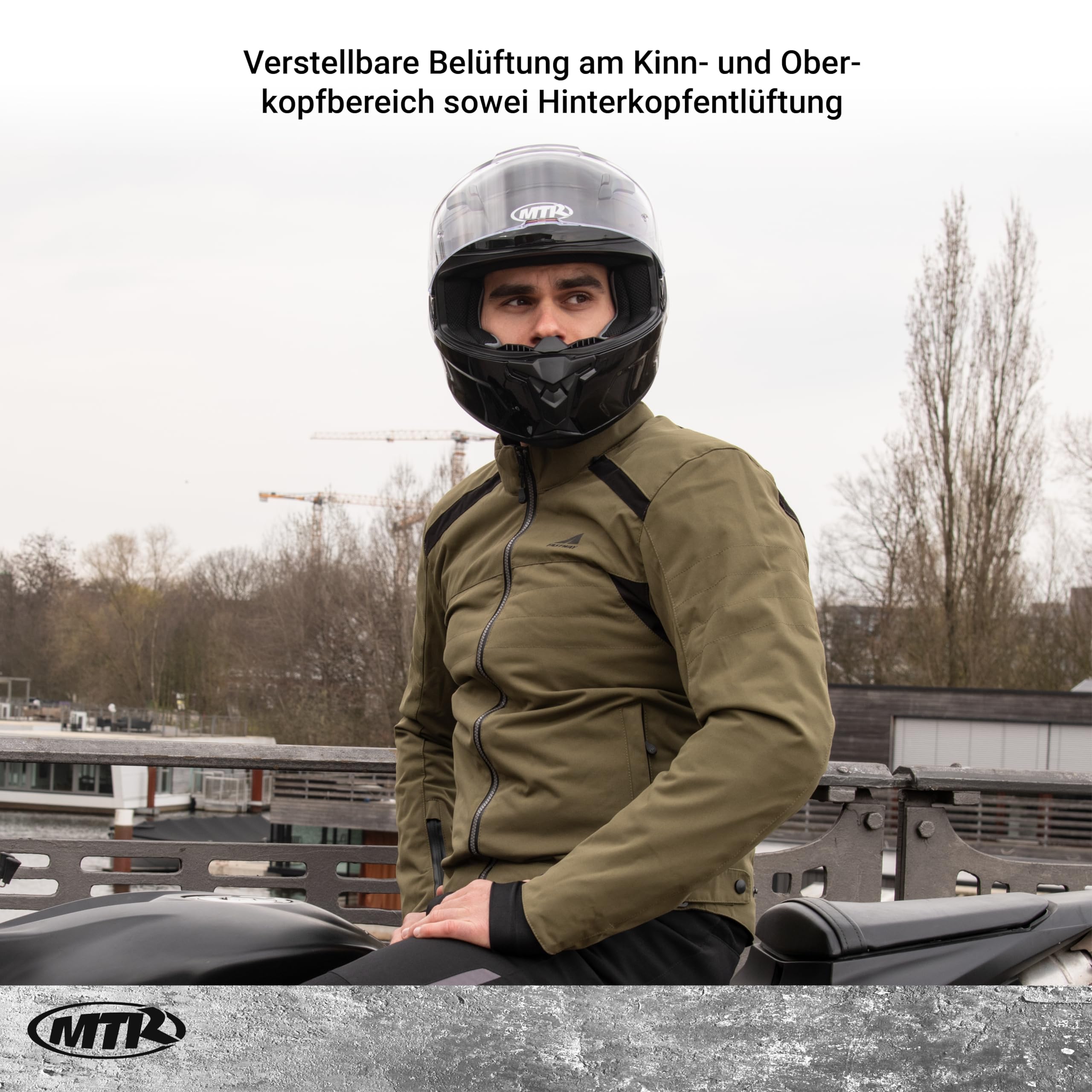 MTR S-6 Evo Integralhelm, Motorradhelm ECE 22.06 Zertifiziert - Maximale Verkehrssicherheit, Robuster & Leiser Motorrad Helm, Kinn & Kopf Belüftung, Ratschenverschluss, Klares Visier, Schwarz, XS-XXL