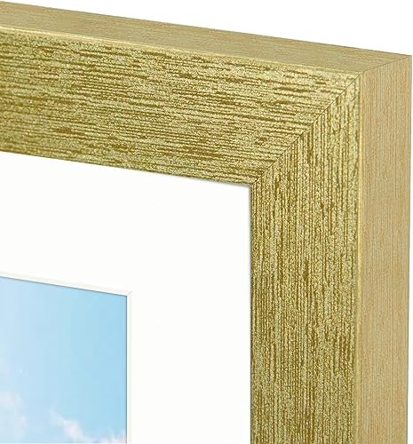 Miniatura 4 de Golden State Art, Portarretratos dorado de 11 x 14 pulgadas con paspartú marfil para mostrar fotos de 8 x 10 pulgadas, cristal real (paquete de 4)