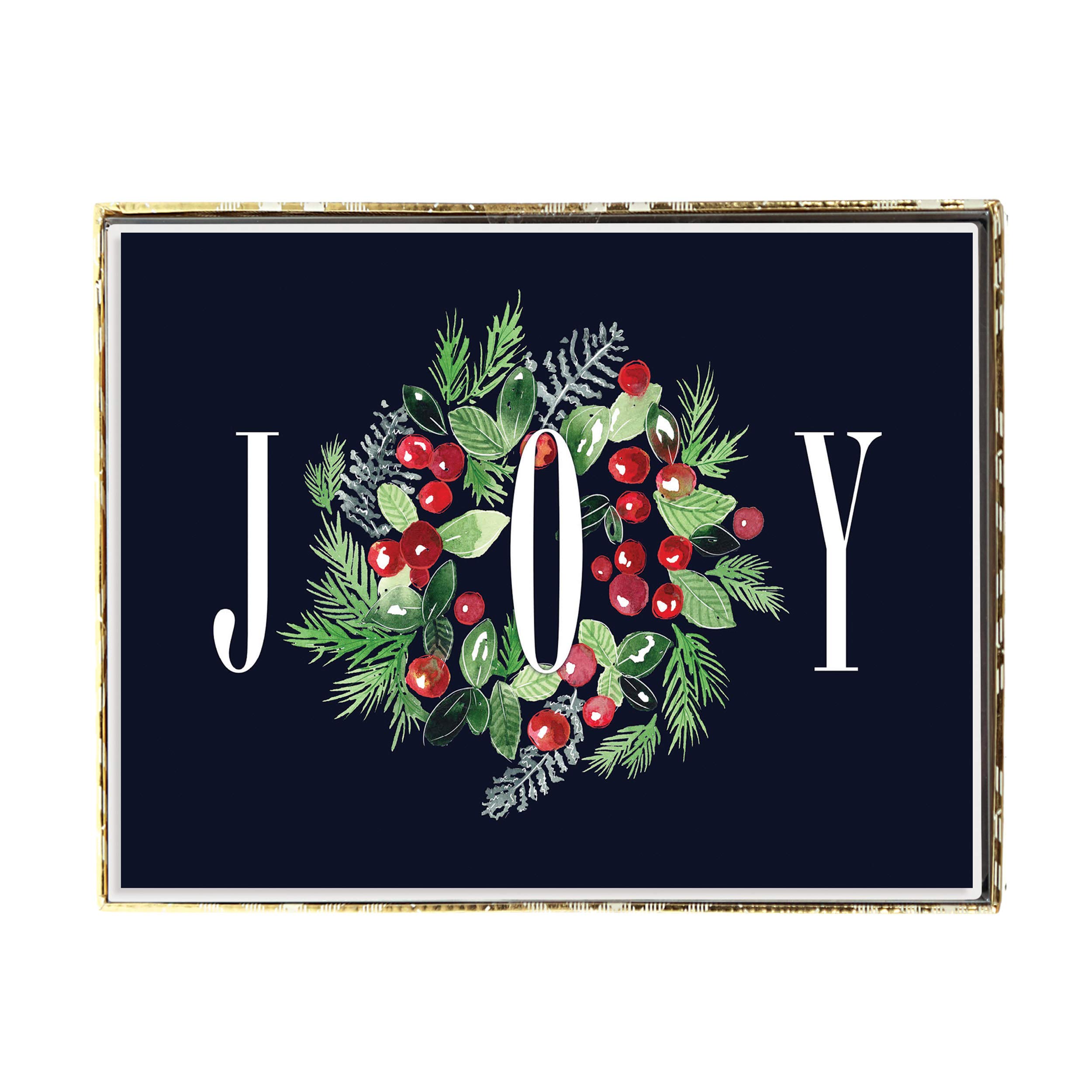 Graphique Classic Wreath Holiday Boxed Cards – 15 Cards Embellished with Red Glitter, Includes Matching Envelopes and Storage Box, Cards Measure 4.75” x 6.625”