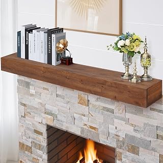 GoCampDirect 54x8x5 Inch Rustic Pine Wood Floating Fireplace Mantel Shelf - Handcrafted with Hidden Heavy Duty Brackets