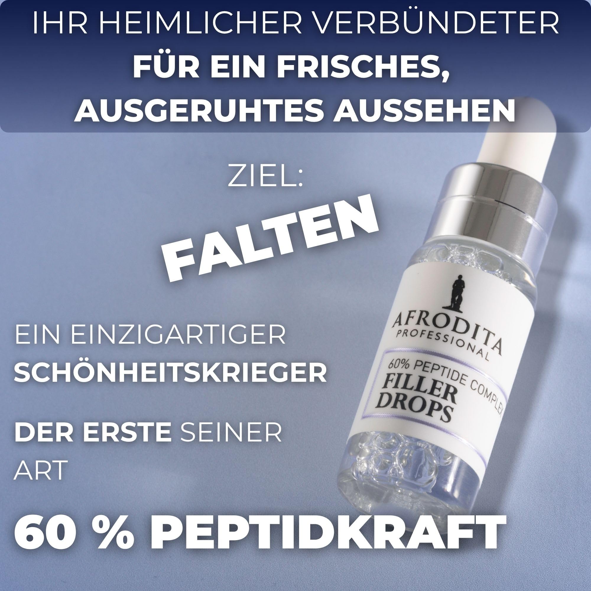 Afrodita Professional 60% Peptid Filler Drops Gesichtsserum – Anti-Aging Hyaluron Faltenfiller für Frauen – Straffendes Feuchtigkeits-Serum 5 ml
