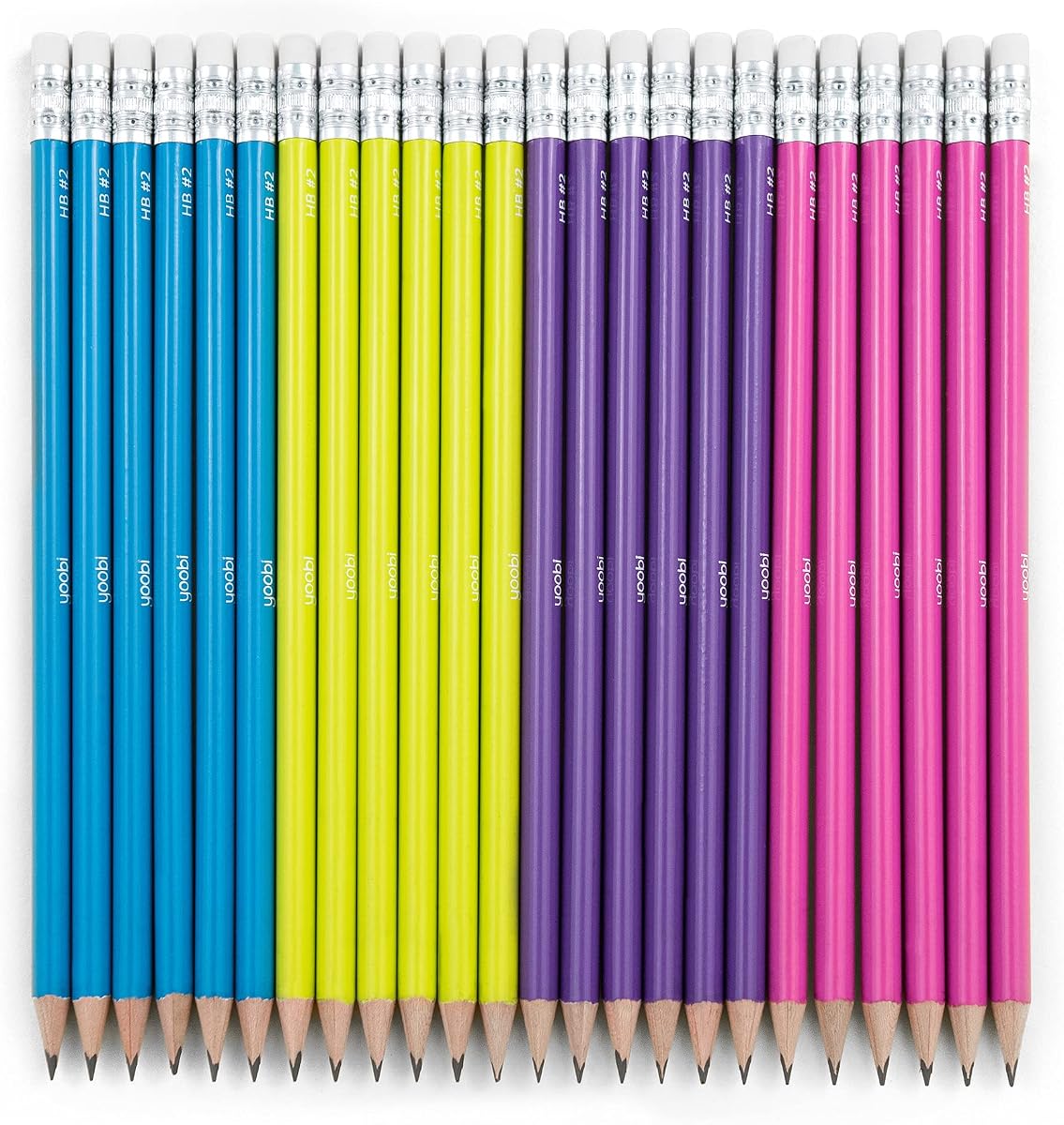 Lápices N.° 2, preafilados en colores brillantes, rosa, morado, azul y amarillo, útiles escolares divertidos para niños, adolescentes y adultos, paquete de 24