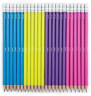 Lápices N.° 2, preafilados en colores brillantes, rosa, morado, azul y amarillo, útiles escolares divertidos para niños, adolescentes y adultos, paquete de 24