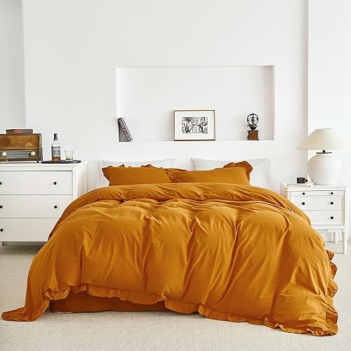 Miniatura 8 de SUSYBAO - Juego de funda de edredón de y 2 fundas de almohada, diseño de princesas rurales, color blanco, 3 unidades, Algodón, blanco 1, King